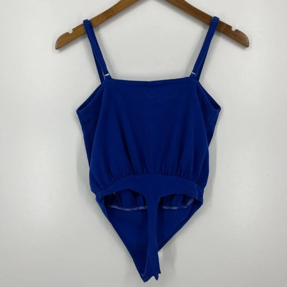 Intimately Free‎ People Bodysuit Women's Size S Blue Strappy Tank Sleeveless